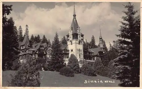L033 Rumänien Sinaia Schloss Peles Echtfoto Vintage Postkarte