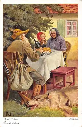 B085 Fantasy Rotkäppchen Caperucita Roja Rotkaeppen Jäger Postkarte