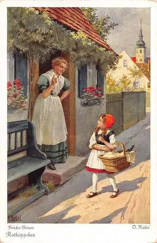 B085 Fantasy Rotkäppchen Caperucita Roja Rotkaeppich Kunst Postkarte