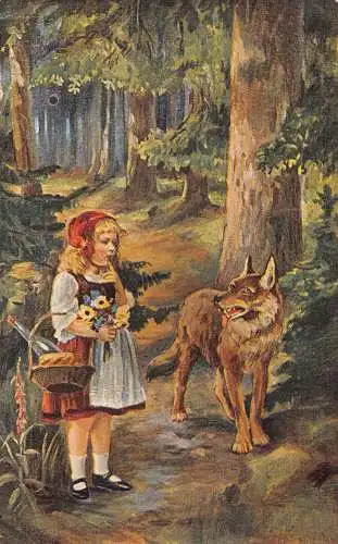 B085 Fantasy Märchen Rotkäppchen Cappuccetto Rosso Postkarte