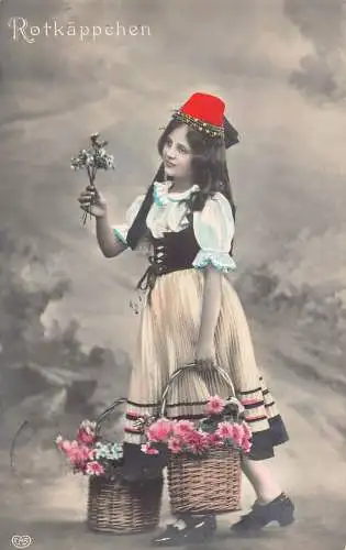 B085 Fantasy 1908 Rotkäppchen Rotkaeppich Echtfoto Postkarte