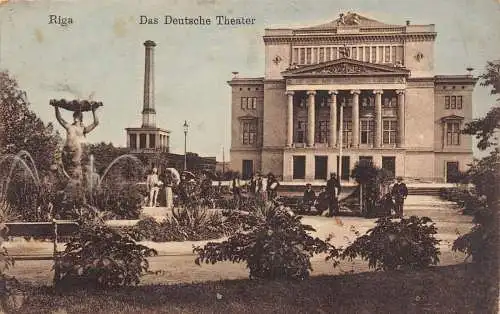 L034 Lettland Riga Deutsches Theater Vintage Postkarte