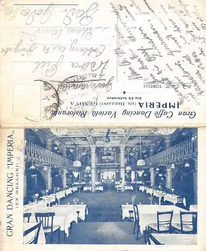 L410 Italien Genua 1929 Gran Caffe Restaurant IMPERIA Werbung Doppel Postkarte