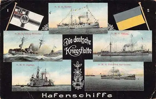 L410 Deutsche Kriegsflotte Marine Kriegsschiffe 1908 Vintage Postkarte