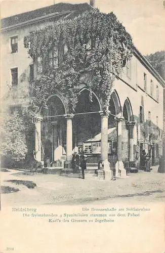 L160 Deutschland Heidelberg Die Brunnenhalle am Soldatenban Vintage Postkarte
