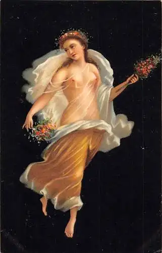 B088 Kunst Wandbild Fresko von Pompeji Halbakt Risque Roman Beauty Vintage Postkarte