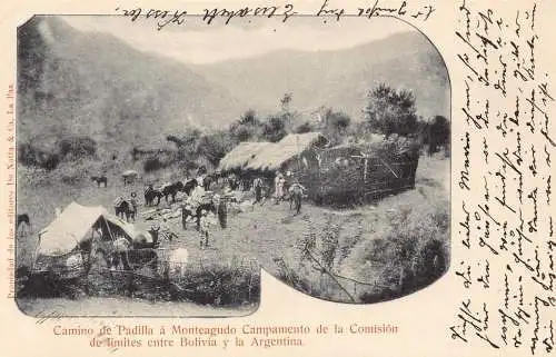 Bolivien Camino de Padilla a Monteagudo Campamento Grenze Vintage Postkarte