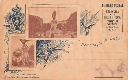Portugal Recordacao de Lisboa frühe alte Postkarte