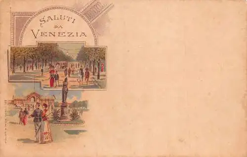 Italien Saluti da Venezia Venedig frühe alte Postkarte