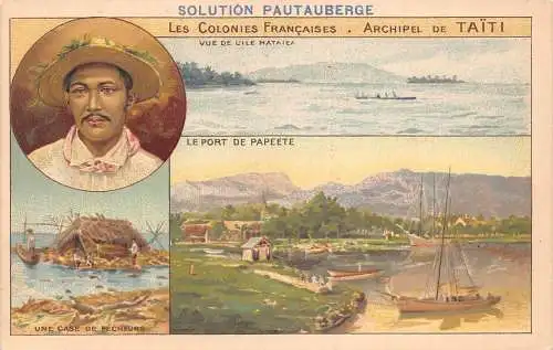 Französisch Polynesien Tahiti Werbung Solution Pautauberge Litho Vintage Karte