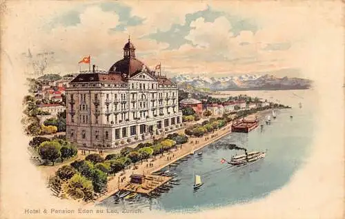 Schweiz Zürich Hotel Eden 1912 Litho Vintage Postkarte