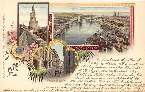 Frankreich Souvenir de La Rochelle Litho Vintage Postkarte