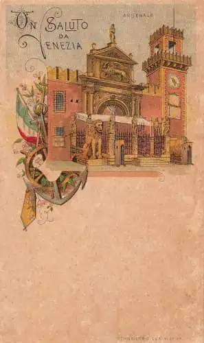 Italien Saluto da Venezia Venedig Litho Vintage Postkarte