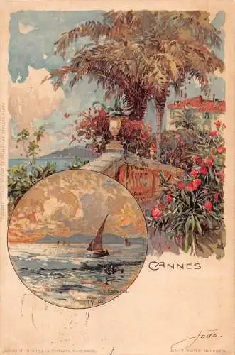 Frankreich Cannes Wielandt Litho Vintage Postkarte
