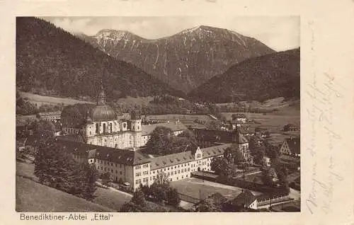 B089 Deutschland 1924 Benediktiner Abtei Kloster Ettal Vintage Postkarte