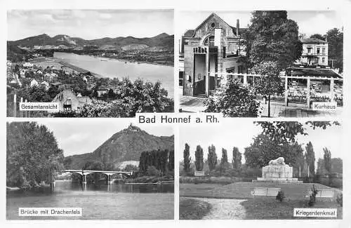 B090 Deutschland Bad Honnefa Rh Kurhaus Kriegerdenkmal Denkmal RPPC Postkarte