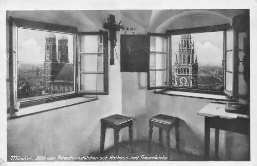 B090 Deutschland München Blick vom Petersturmstuebchen Turm Postkarte