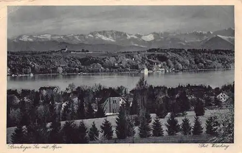 B089 Deutschland Starnberger See mit Alpensee Vintage Postkarte