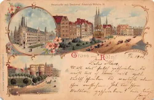 Deutschland Gruss aus Köln 1900 Litho Vintage Postkarte