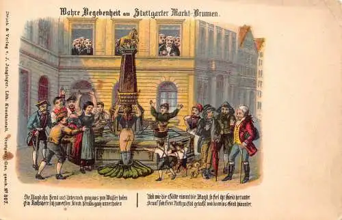 Deutschland Stuttgart wahre Geschichte auf dem Brummener Markt Vintage Postkarte