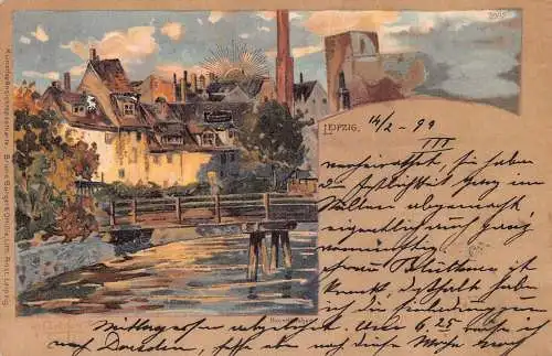Deutschland Gruss aus Leipzig 1899 Litho Vintage Postkarte
