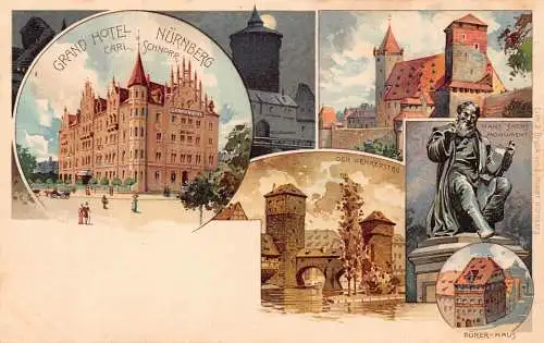 Deutschland Gruss aus Nürnberg Muster Litho Vintage Postkarte