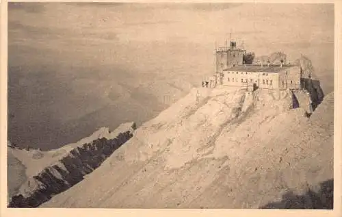 B091 Deutschland Münchner Haus auf Zugspitze Vintage Postkarte