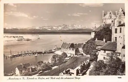 B091 Deutschland Meersburg aB Kaenzele u Hafen Dampfschiff RPPC Postkarte