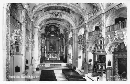 B091 Deutschland Pfarrkirche Benediktbeuern Kirche RPPC Vintage Postkarte