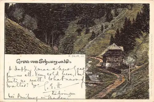 Deutschland Gruss aus Schwarzwald 1899 Vintage Postkarte