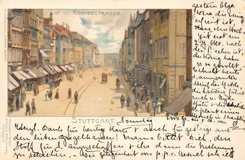 Deutschland Gruss aus Stuttgart 1898 Litho Vintage Postkarte
