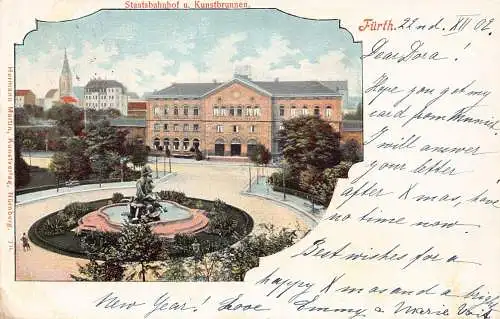 Deutschland Gruss aus Fürth 1902 Litho Vintage Postkarte