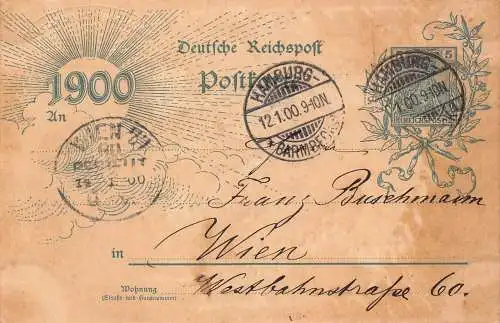 Deutschland 1900 Hamburg nach Wien Ganzsache Vintage Postkarte