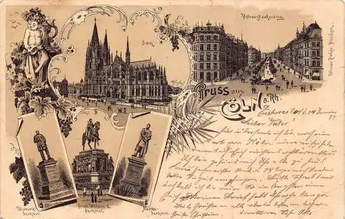 Deutschland Gruss aus Köln 1897 Litho Vintage Postkarte
