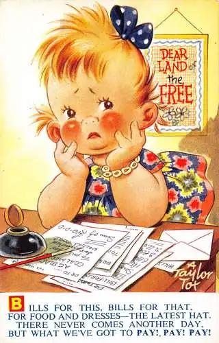 Bamforth Comic Humor Mädchen besorgt über Bills Kunst von Taylor Tots Postkarte
