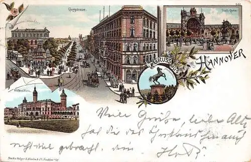 Deutschland Gruss aus Hannover 1901 Litho Vintage Postkarte