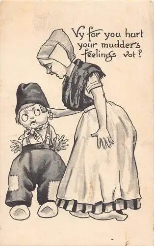 Kunst 1913 Mutter wählt Sohnes Ohr Sie verletzen Ihre Mudder-Gefühle? Postkarte