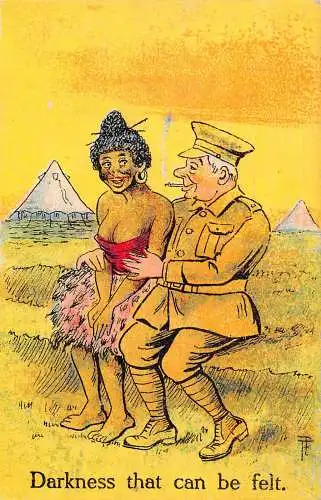 Dunkelheit, die gefühlt werden kann Britische Männer Rauchen Umarmungen Ureinwohner Afrikanerin Postkarte