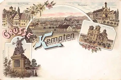Deutschland Gruss aus Kempten Litho Vintage Postkarte