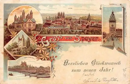 Deutschland Gruss aus Speyer 1898 Litho Vintage Postkarte