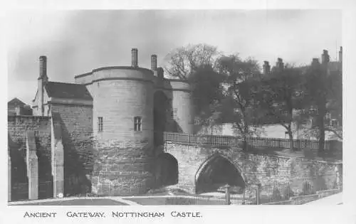 England Ancient Gateway Nottingham Castle Vintage Postkarte