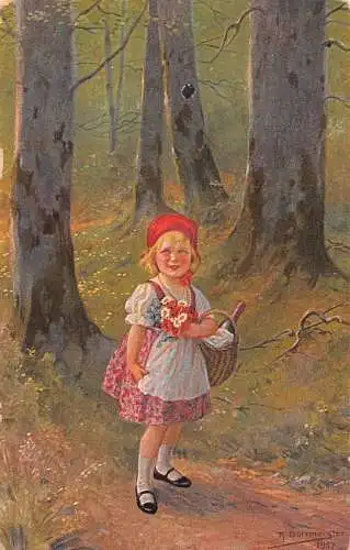 B085 Märchenfantasie Rotkäppchen Petit Chaperon Rouge 1913 Postkarte