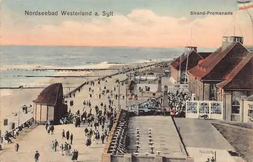 B076 Deutschland 1934 Nordseebad Westerland eine Sylter Strandpromenade Vintage Postkarte