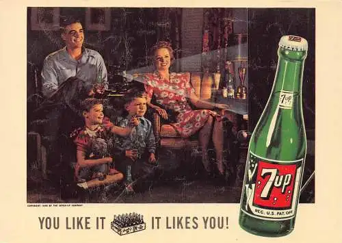 B083 Werbung Seven-Up Juice Refreshment Family Film Postkarte ansehen