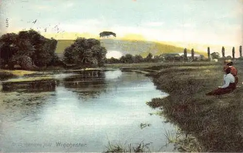 England Winchester St Catherines Hill Lake Vintage Postkarte