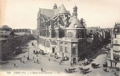 Frankreich Paris L'Eglise Saint Eustache Kutsche Vintage Postkarte