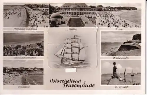 B080 Deutschland Ostseeheilbad Travemünde Spielbank Strand Neuheit Auszug Postkarte