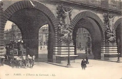 Frankreich Paris L'Entree du Carrousel Kutsche Vintage Postkarte
