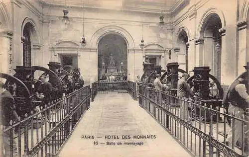 Frankreich Paris Hotel des Monnaies Salle de Monnayege Münzherstellung Vintage Postkarte