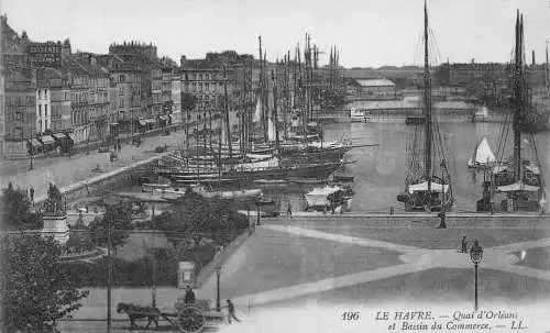 Frankreich Le Havre Quai d'Orleans Bassin du Commerce Boote Vintage Postkarte